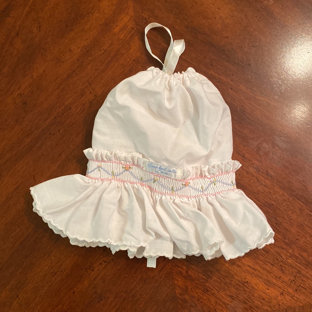 Princess Linens Smocked Burping Cloth and Bonnet - Picture 5 of 7